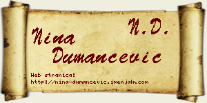 Nina Dumančević vizit kartica